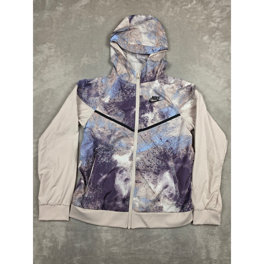 Nike Windrunner Jacket ids Youth Large Purple Blue Tie Dye Full Zip Hooded Read